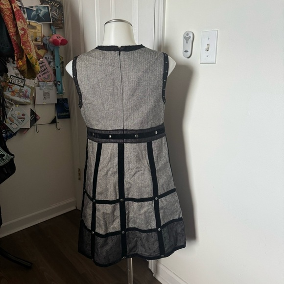 Anna Sui Black Tweed Target Grey Midi Dress Small - Picture 3 of 4